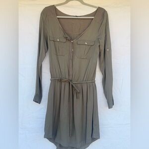 American Eagle Outfitters long-sleeved olive green utility shirt dress size XS